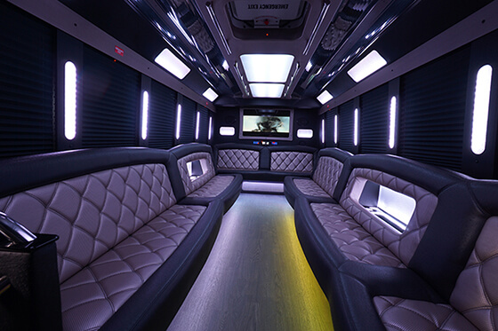 28 passenger limo bus interior