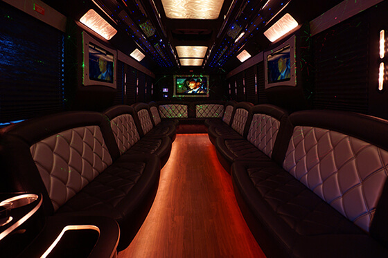 34 passenger party bus with wood floors